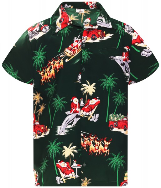 Funky Hawaiihemd Weihnachten Dolphin Santa, 2 Farben