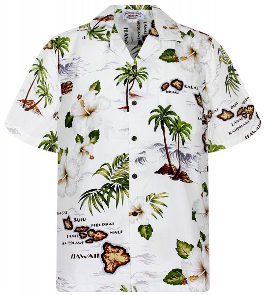 Pacific Legend | Original Hawaiihemd | Herren | S - 4XL | Insel Palmen Meer | Beige