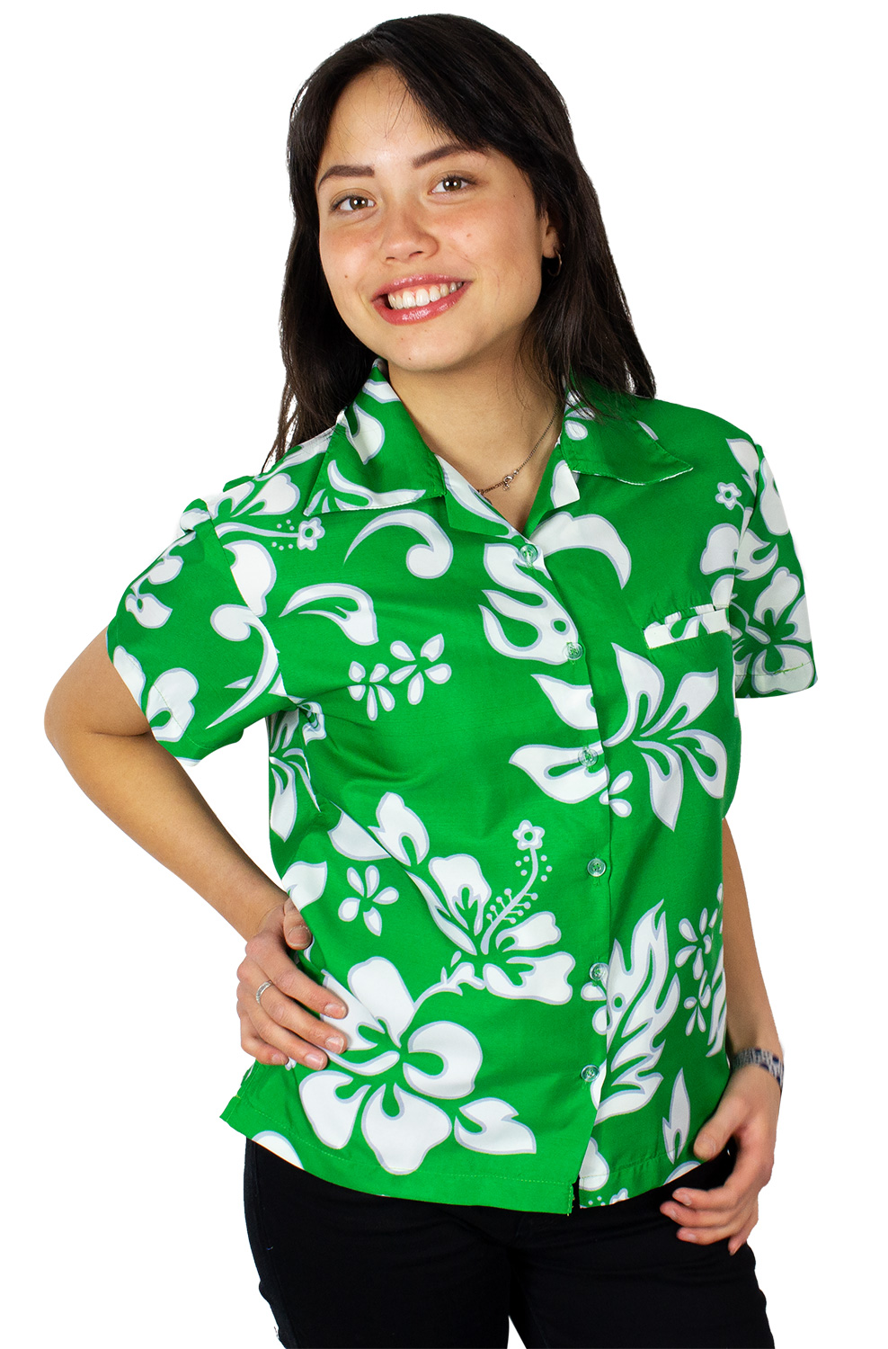 Front-Tasche Herren Hawaii-Print Kurzarm Funky Hawaiihemd V.H.O Große Blumen Blätter Sommer Strand 