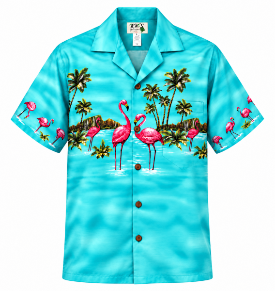 KY‘s | Original Hawaiihemd | Herren | S - 6XL | Flamingo BD Türkis