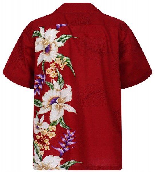 KY's Hawaiihemd Herren – Aquarium Fisch Koralle Rot – Kurzarm, 100% Baumwolle