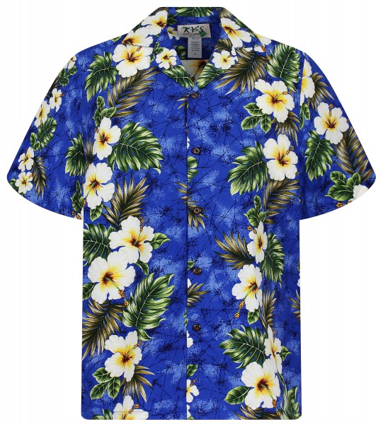 KY‘s | Original Hawaiihemd | Herren | S-8XL | Hibiskus Blüten Palmenblätter | Mehrere Farbvarianten
