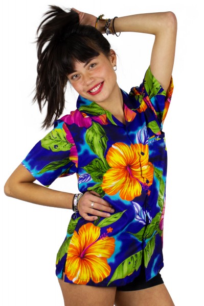 Funky Hawaiibluse | Hawaiihemd | Damen | XS - 6XL | Big Flower | Mehrere Farbvarianten