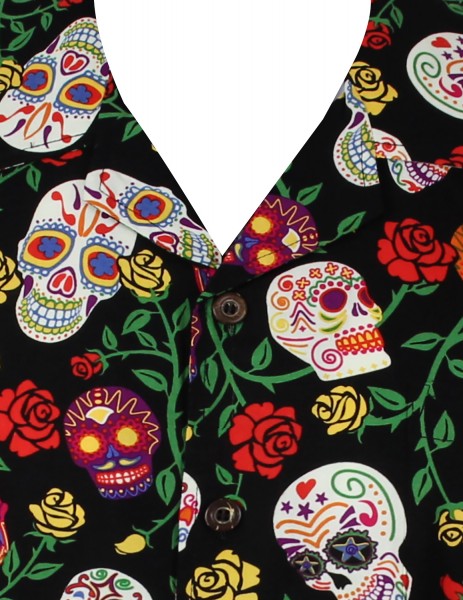 ORIGINAL DAVID CAREY Hawaiihemd Day Of The Dead Skeletons New Schwarz EUR 74,98 - DE