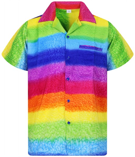 Funky Hawaiihemd | Herren | XS - 12XL | Regenbogen | Horizontale Streifen | Mehrfarbig