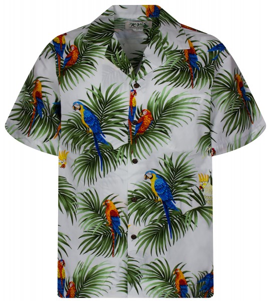 KY‘s | Original Hawaiihemd | Herren | S - 8XL | Papagei Palmen Kakadu | Mehrere Farbvarianten